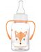 Бебешко шише с дръжки Canpol - Cute Animals, 120 ml, оранжево - 2t