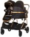 Бебешка количка за близнаци Chipolino - Дуо Смарт, обсидиан/злато - 5t