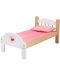Дървено легло за кукли Bigjigs - С розов комплект спално бельо - 1t