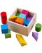 Дървени блокчета Bigjigs - Цветни геометрични фигури, в кутия - 1t