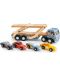 Дървен игрален комплект Tender Leaf Toys - Автовоз с 4 колички - 3t