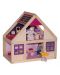 Дървена къща за кукли Woody Тренди - С обзавеждане и кукли - 1t