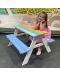 Дървен детски комплект Ginger Home - Маса с пейки за пикник, Rainbow - 8t