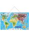 Дървен пъзел с магнитни части Woody - Карта на света, 2 в 1 - 1t