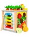 Дървена сортер Kruzzel - Образователно кубче с плодове и зеленчуци - 1t