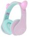 Детски слушалки PowerLocus - P2, Ears, безжични, розови/зелени - 1t