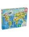 Детски пъзел Educa от 150 части - Карта на света с динозаврите - 1t