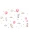 Детски стикери за стена за детска стая Sipo - Зайчета и балони, розови - 1t