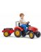 Детски трактор Falk - С отварящ се капак, педали и ремарке, червен - 2t