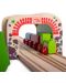 Детски дървен комплект Bigjigs - Двоен железопътен тунел - 5t