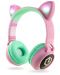Детски слушалки PowerLocus - Buddy Ears, безжични, розови/зелени - 1t