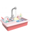 Детска кухненска мивка Raya Toys - С течаща вода и аксесоари, розова - 1t
