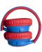 Детски слушалки с микрофон PowerLocus - Bobo, безжични, сини/червени - 4t