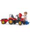 Детски трактор Falk - С отварящ се капак, педали и ремарке, червен - 3t