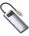 Докинг станция Baseus - Metal Gleam, 4 порта, USB-C, сив - 2t