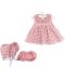 Дрехи за кукла Asi Dolls - Мария, рокля на квадрати, шапка и гащички, 43 cm - 1t