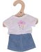 Дреха за кукла Bigjigs - Бяла тениска и дънкова пола, 25 cm - 1t