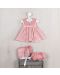 Дрехи за кукла Asi Dolls - Мария, рокля на квадрати, шапка и гащички, 43 cm - 2t
