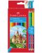 Цветни моливи Faber-Castell - Замък, 12+6 цвята, с острилка - 1t