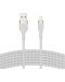 Кабел Belkin - Boost Charge, USB-A/Lightning, Braided silicone, 3 m, бял - 4t