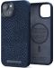 Калъф Njord - Salmon Leather MagSafe, iPhone 14 Plus, син - 4t
