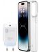 Пакет калъф и зарядно Cellularline - iPhone 14 Pro Max, прозрачен/бяло - 1t