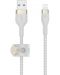 Кабел Belkin - Boost Charge, USB-A/Lightning, Braided silicone, 1 m, бял - 2t