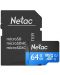 Карта памет Netac - 64GB, microSDXC, Class10 + адаптер - 1t