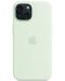 Калъф Apple - Silicone, iPhone 15, MagSafe, Soft Mint - 2t