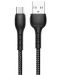 Кабел Recci - RTC-N16CB, USB-C/USB-A, 1 m, черен - 1t