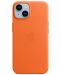 Калъф Apple - Leather MagSafe, iPhone 14, оранжев - 1t