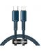Кабел Baseus - High Density, USB-C/Lightning, 1 m, син - 1t