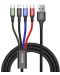 Kабел Baseus - 4 в 1, USB-А/USB-C/Lightning/2x Micro USB, 1.2 m, черен - 1t