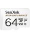 Карта памет SanDisk - High Endurance, 64GB, microSDXC, Class10 + адаптер - 1t