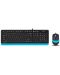 Комплект клавиатура и мишка A4tech - F1010 Fstyler, черен/син - 1t