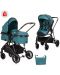 Комбинирана бебешка количка Chipolino - Аура, синьо-зелена - 1t