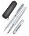 Комплект писалка и химикалка с кожен калъф Online Elegance - Silver - 1t