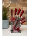 Комплект ножове с точило и ножица Royalty Line, червени - 3t