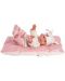Кукла-бебе Llorens - С розови дрешки, възглавничка и бяла шапка, 26 cm - 3t