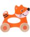 Дървена играчка Jouéco - Кума Лиса, с колела за бутане - 1t