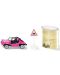 Метална играчка Siku - Розово бъги, с тиксо и пътен знак - 1t