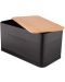 Метална кутия за хляб с бамбуков капак ADS - 33.5 х 17 х 19 cm, черна - 3t