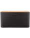 Метална кутия за хляб с бамбуков капак ADS - 33.5 х 17 х 19 cm, черна - 2t