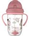 Нетечаща чаша със сламка Canpol babies Bonjour Paris - 270 ml, розова - 3t