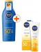 Nivea Sun Комплект - Слънцезащитен лосион и Крем за лице, SPF50, 200 + 50 ml - 1t