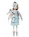 Парцалена кукла Design a Friend - С шапка с помпон и зайче, синя, 40 cm - 1t