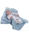 Кукла-бебе Paola Reina Mini Pikolines - Със синьо поларено одеяло, момиченце, 32 cm - 1t