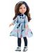 Комплект дрехи за кукла Paola Reina - Светлосиня рокля с дълъг ръкав, 32 cm - 1t