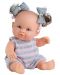 Кукла-бебе Paola Reina Los Peques - Ирина, с гащеризонче на сиви и розови райета, 21 cm - 1t