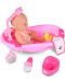 Пишкаща кукла-бебе Moni Toys - С вана за къпане и аксесоари,  36 cm - 2t